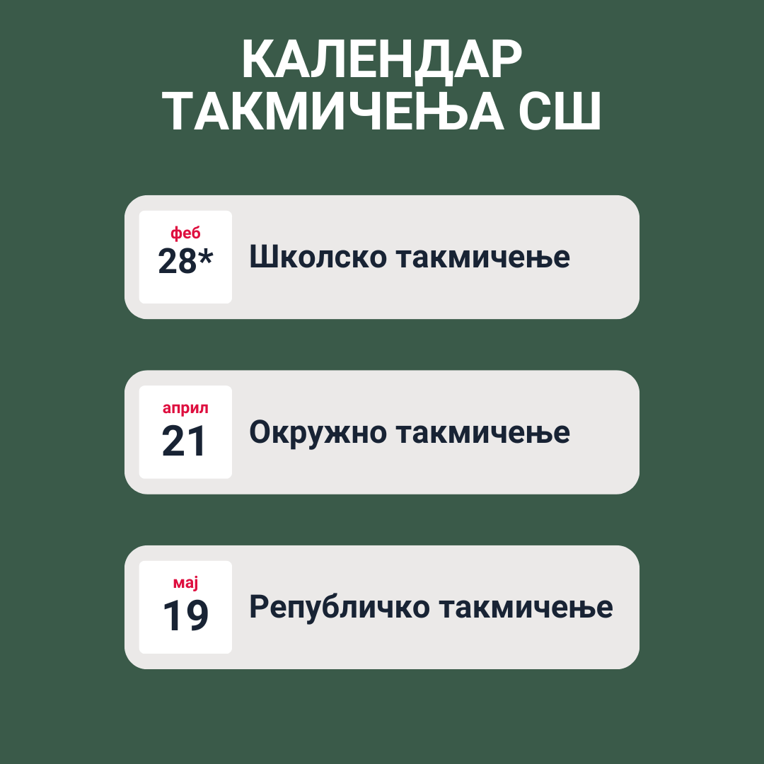 Календар такмичења за средњу школу