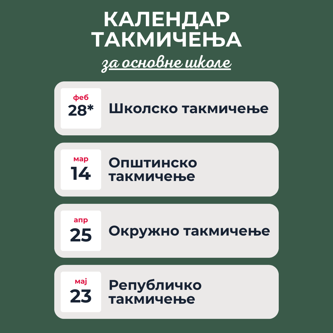 Календар такмичења за основну школу